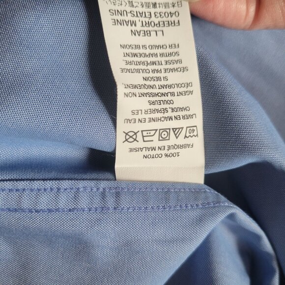 L.L.Bean Mens Traditional Fit Button-Up Shirt 16-34 Blue Long Sleeve 100% Cotton - Picture 3 of 5